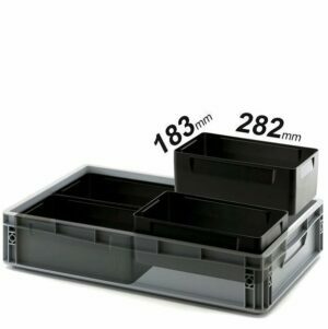 282x183x50-150mm plastikiniai įdėklai 600x400mm EURO formato dėžėms