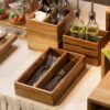 akacijų medienos dėžutės, serviravimui, švediškam stalui, paletės serviravimui, įrankiams, švediškui stalui