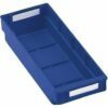 Mėlynos spalvos plastikinės dėžutės 120x300x65mm