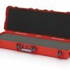 120x40x16,8cm raudonos spalvos rakinamas lagaminas su kvadratėliais pjaustytu minkštu įdėklu