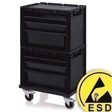 ESD-Behälter mit Schubladen