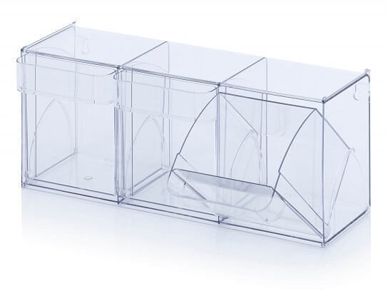 Transparent, openable/removable drawers