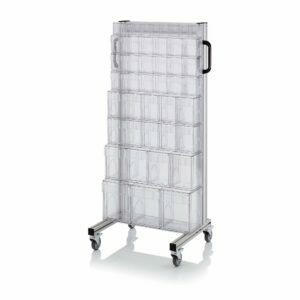 Single-sided aluminum trolley with 44 drawers of different sizes, 69x45x134cm