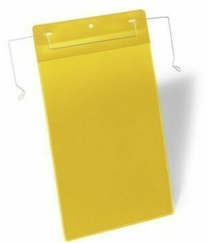 Pakabinami vokeliai su vieliniu fiksatoriumi, A4 formato, geltono spalvos