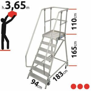 7-tier one-sided mobile platform with pitch, 165cm