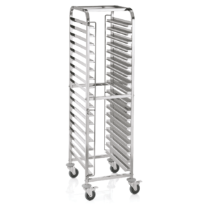 Assembled stainless steel carts for 60x40 baking trays