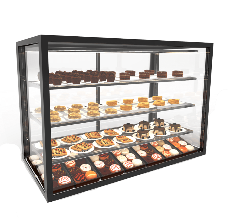 Neutral display showcases with adjustable height shelves