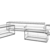 Rectangular display cases with a shelf
