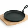 Cast iron pan for serving with wooden table and removable handle 3520220