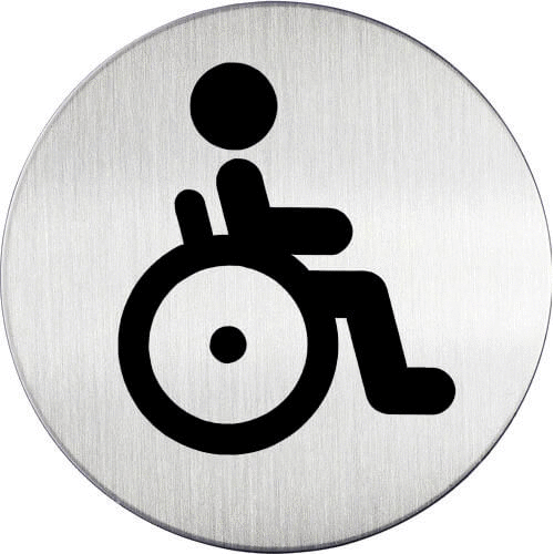 Klijuojama šlifuoto nerūdijančio plieno nuoroda WC neįgaliesiems Ø8,3cm