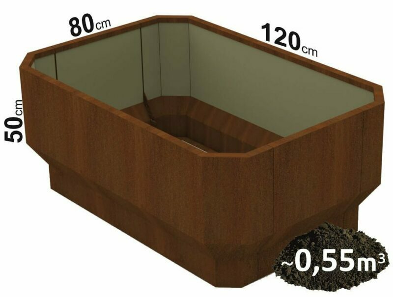 Cor Ten steel modular gel and raised beds LETTO 120x80x50cm