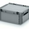 15l EURO boxes with open handles on the sides, with a fixed hinged lid