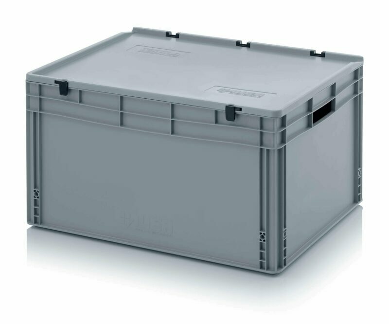 172l EURO boxes with open handles, with a fixed, hinged lid