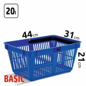 20l talpos, mėlynos spalvos prekybiniai krepšeliai BASIC