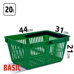 20l talpos, žalios spalvos prekybiniai krepšeliai BASIC