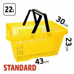 22l prekybiniai krepšeliai dvejomis rankenomis STANDARD, geltonos spalvos