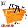 22l prekybiniai krepšeliai dvejomis rankenomis STANDARD, oranžinės spalvos