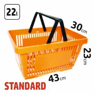 22l prekybiniai krepšeliai dvejomis rankenomis STANDARD, oranžinės spalvos