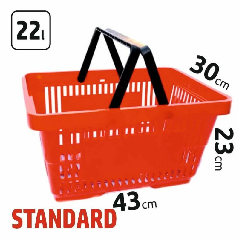 22l prekybiniai krepšeliai dvejomis rankenomis STANDARD, raudonos spalvos