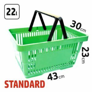 22l prekybiniai krepšeliai dvejomis rankenomis STANDARD, žalios spalvos
