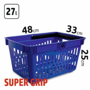 27l talpos, mėlynos spalvos prekybiniai krepšeliai SUPER GRIP