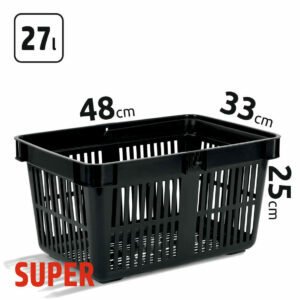 27l talpos, juodos spalvos prekybiniai krepšeliai SUPER