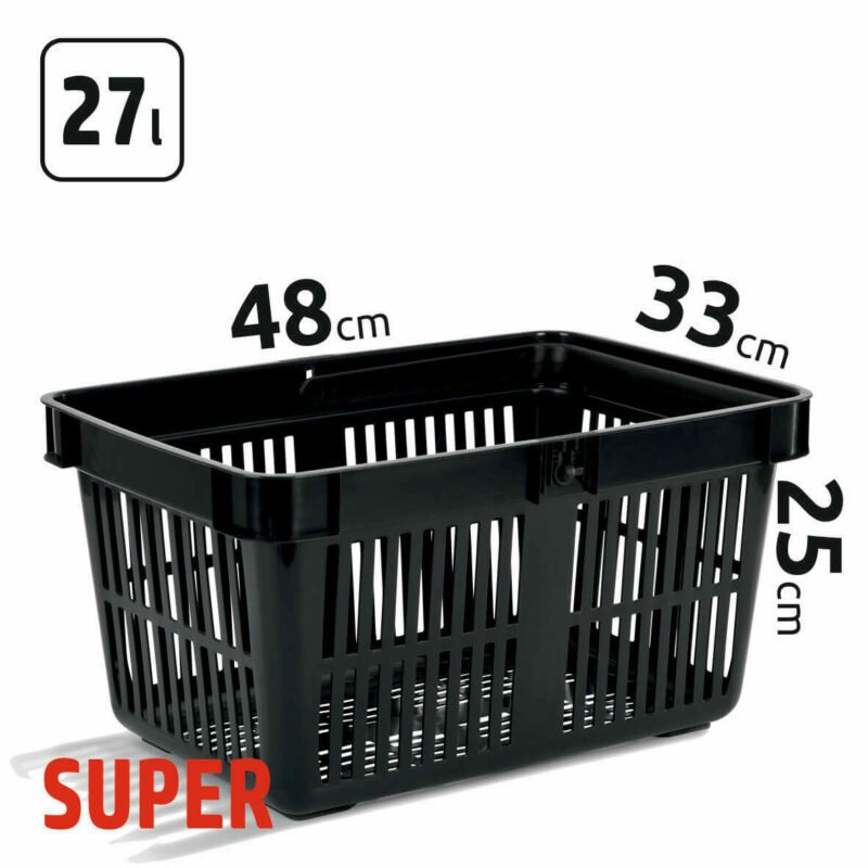 27l Fassungsvermögen, schwarze Einkaufskörbe SUPER