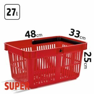 27l talpos, raudonos spalvos prekybiniai krepšeliai SUPER