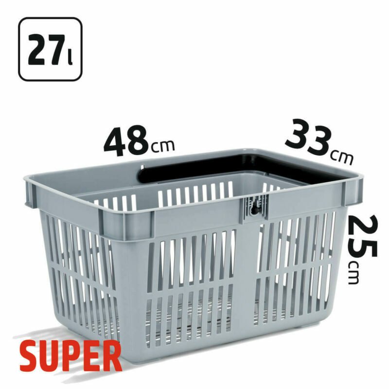 27l capacity, light gray shopping baskets SUPER