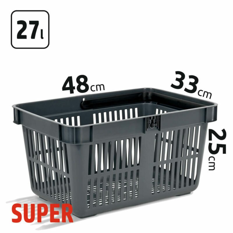 27l capacity, dark gray shopping baskets SUPER