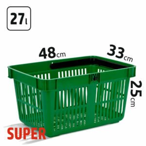 27l talpos, tamsiai žalios spalvos prekybiniai krepšeliai SUPER