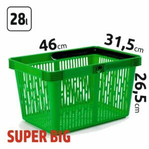 28l talpos, žalios spalvos prekybiniai krepšeliai SUPER BIG