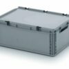 45l EURO boxes with open handles, with a fixed hinged lid