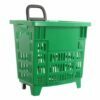 55l plastikiniai prekybiniai krepšiai su ratukais, žalios spalvos
