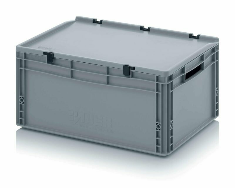 56l EURO boxes with open handles, with a fixed hinged lid