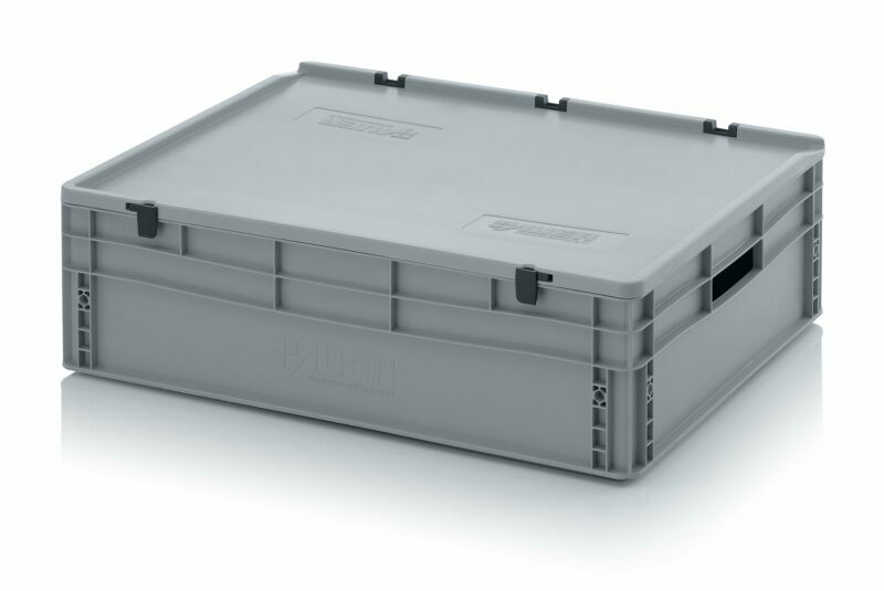 87l EURO boxes with open handles, with a fixed, hinged lid