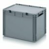 88l EURO boxes with open handles, with a fixed, hinged lid