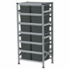 980x600x1982mm Metalsistem racks with 12, 40l capacity plastic boxes