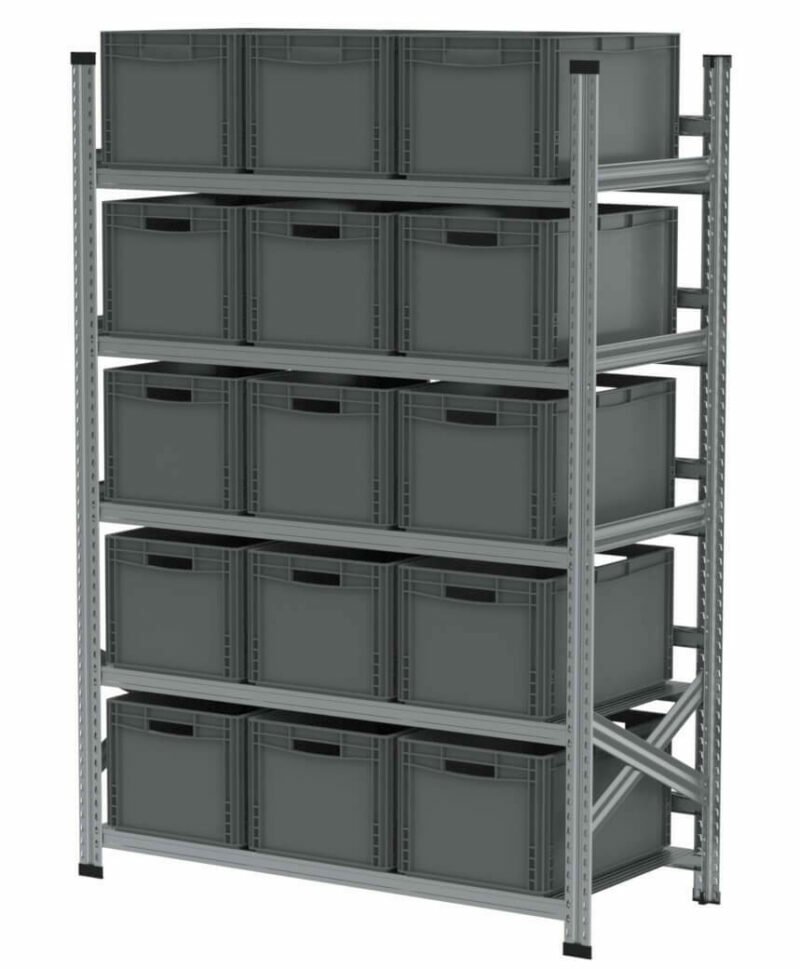 Metalsistem galvanized steel racks with 600x400x320mm EURO format boxes