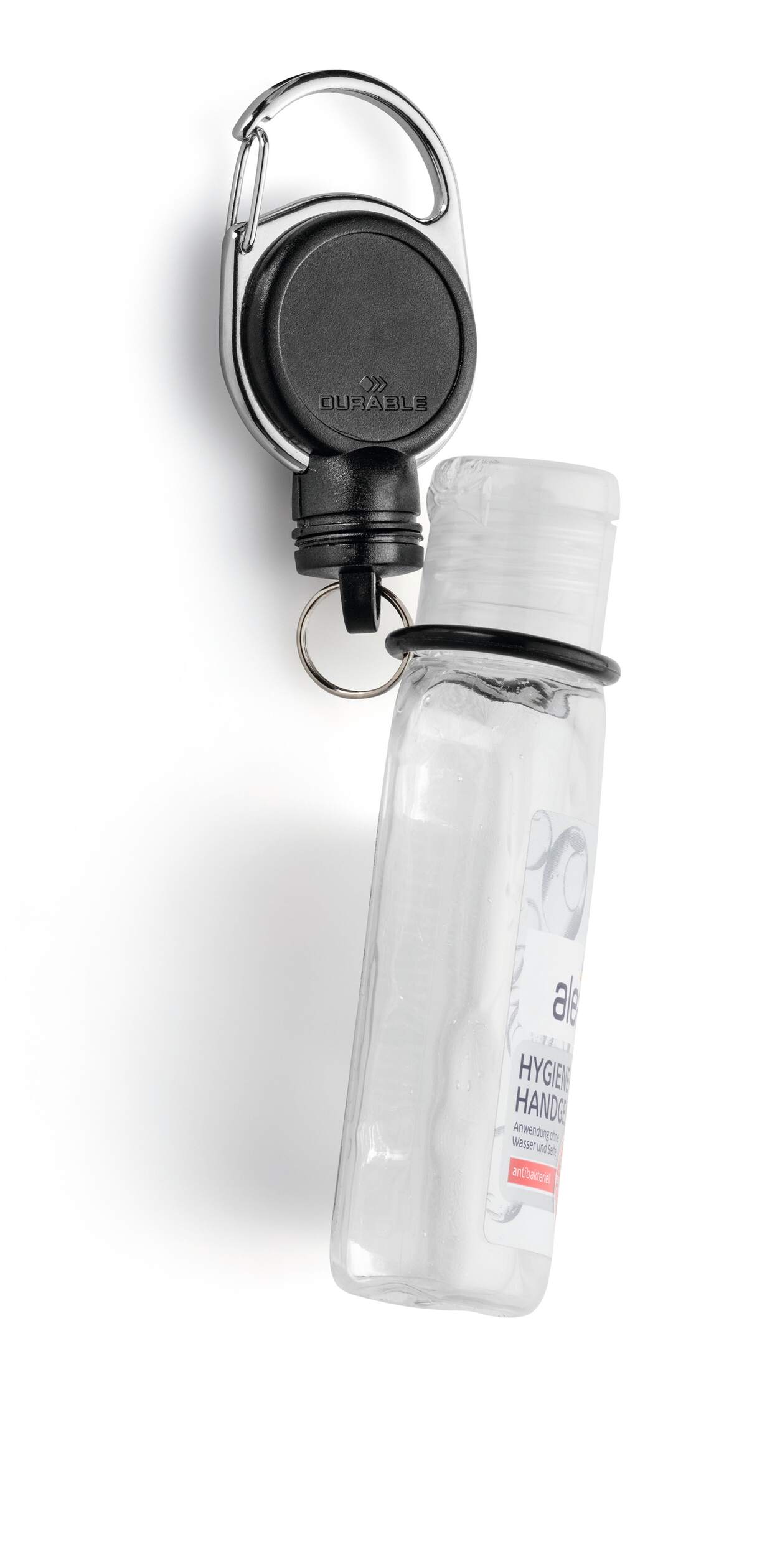 Sustiprintas ištraukiamas laikiklis dezinfekcinio skysčio buteliukui