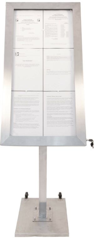 A4x6 stainless steel menu stand with LED RGB lighting MCS-6A4-LSS