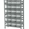 1050x400x2000mm racks with 18, 23l capacity transparent boxes