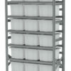 1280x500x2000mm racks with 18, 33l white boxes