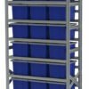 1280x500x2000mm racks with 18, 33l blue boxes
