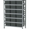 1350x600x1982mm Metalsistem racks with 18, 40l gray plastic boxes