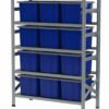 1350x600x2000mm racks with 12, 55l blue boxes