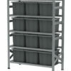 1350x600x2000mm racks with 12, 55l gray boxes