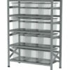 1350x600x2000mm racks with 12, 55l capacity transparent boxes