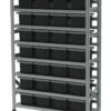 135x40x200cm racks with 28, 15l capacity black boxes