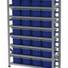 135x40x200cm racks with 28, 15l blue boxes